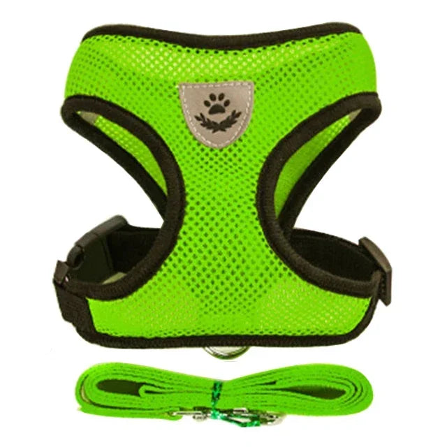 Adjustable mesh pet harness leash