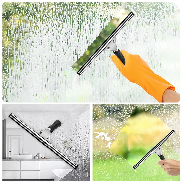 Rubber squeegee for cleaning glass and windows