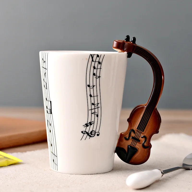 Taza de Cerámica 250ml con Notas Musicales y Asa en Forma de InstrumentoTazasHome & Garden > Kitchen & Dining > Tableware > Drinkware > Coffee & Tea Cups