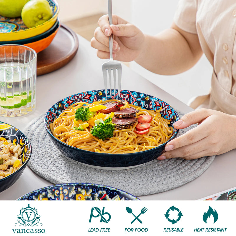 Vajilla boho de gres 24/48 piezas | platos (llano/postre) + cuenco cereales + cuenco pastaVajillas completasHome & Garden > Kitchen & Dining > Tableware > Dinnerware > Dinnerware Sets