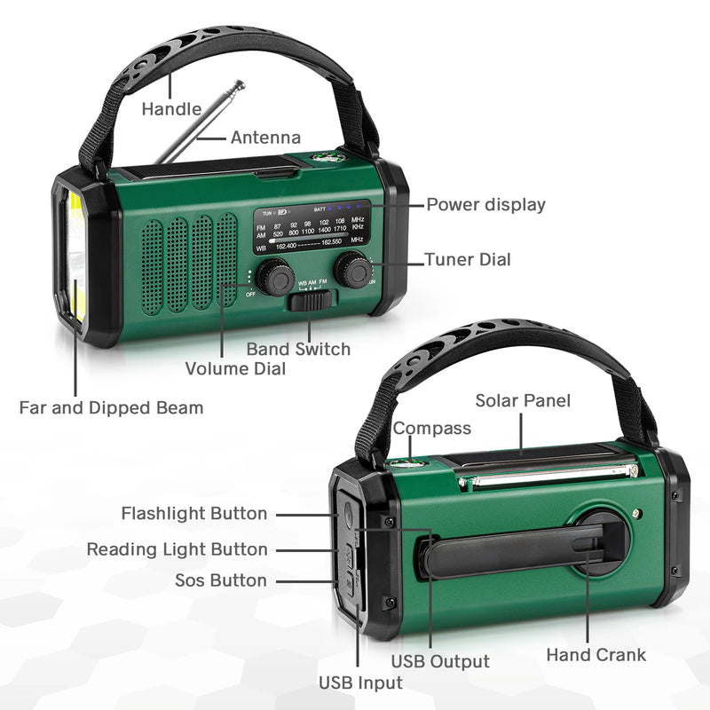 Radio de emergencia portátil 10.000mAh am/fm/noaa con linterna, alarma sos y power bankRadiosElectronics > Audio > Audio Players & Recorders > Radios > AM/FM Radios