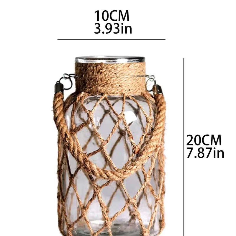 Jarrón rústico de vidrio con cuerda de cáñamoJarronesHome & Garden > Decor > Vases