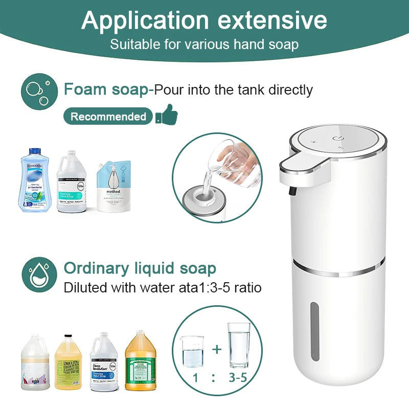 Dispensador automático de jabón espumoso – 380 ml, USB, pantalla inteligente, sensor sin contactoDispensadoresHome & Garden > Bathroom Accessories > Soap & Lotion Dispensers