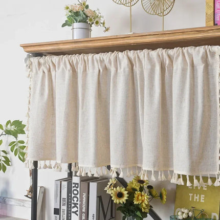 Short linen effect kitchen curtains