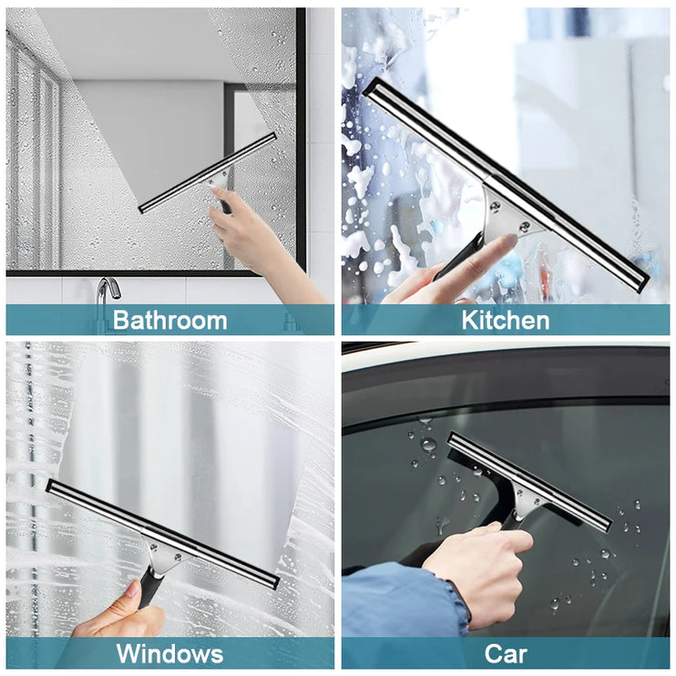 Rubber squeegee for cleaning glass and windows