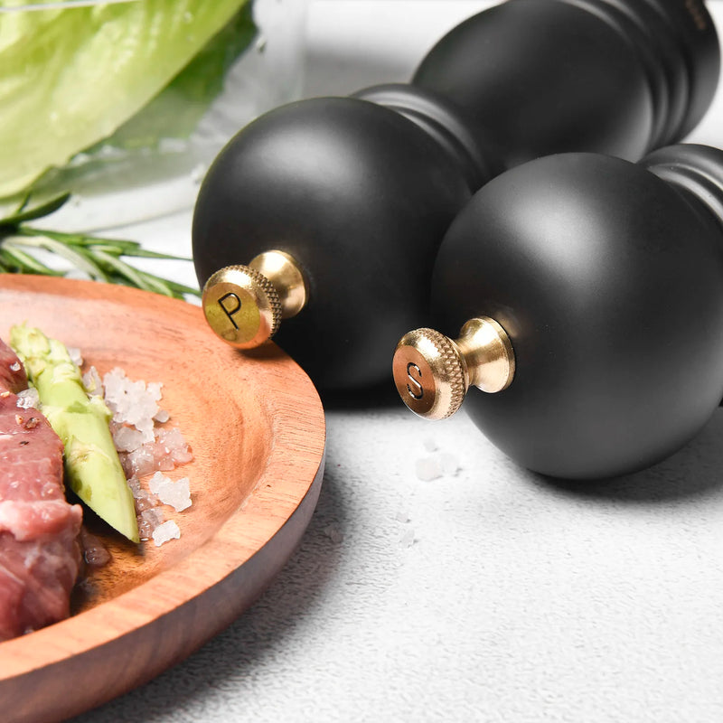 Juego de 2 piezas de molinillo de sal y pimienta de madera con rotor de cerámica ajustableEspecierosHome & Garden > Kitchen & Dining > Kitchen Tools & Utensils > Spice Grinders