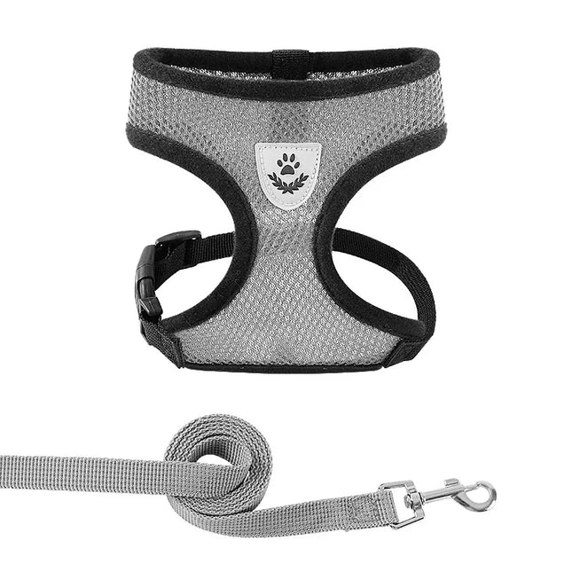 Adjustable mesh pet harness leash