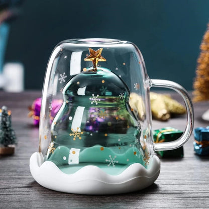 Taza creativa de árbol de Navidad con tapa