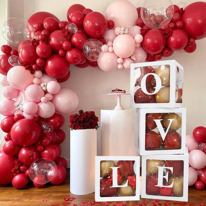 Transparent box with letters for balloons