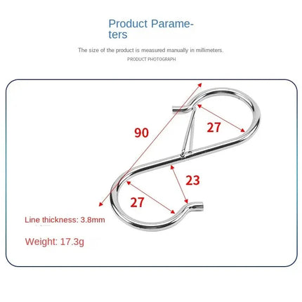 Gancho en forma de S con hebilla de seguridad pack 10 unidades