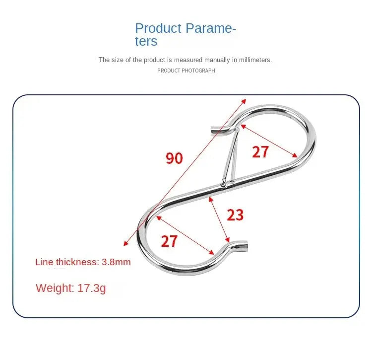 Gancho en forma de S con hebilla de seguridad pack 10 unidadesColgadores