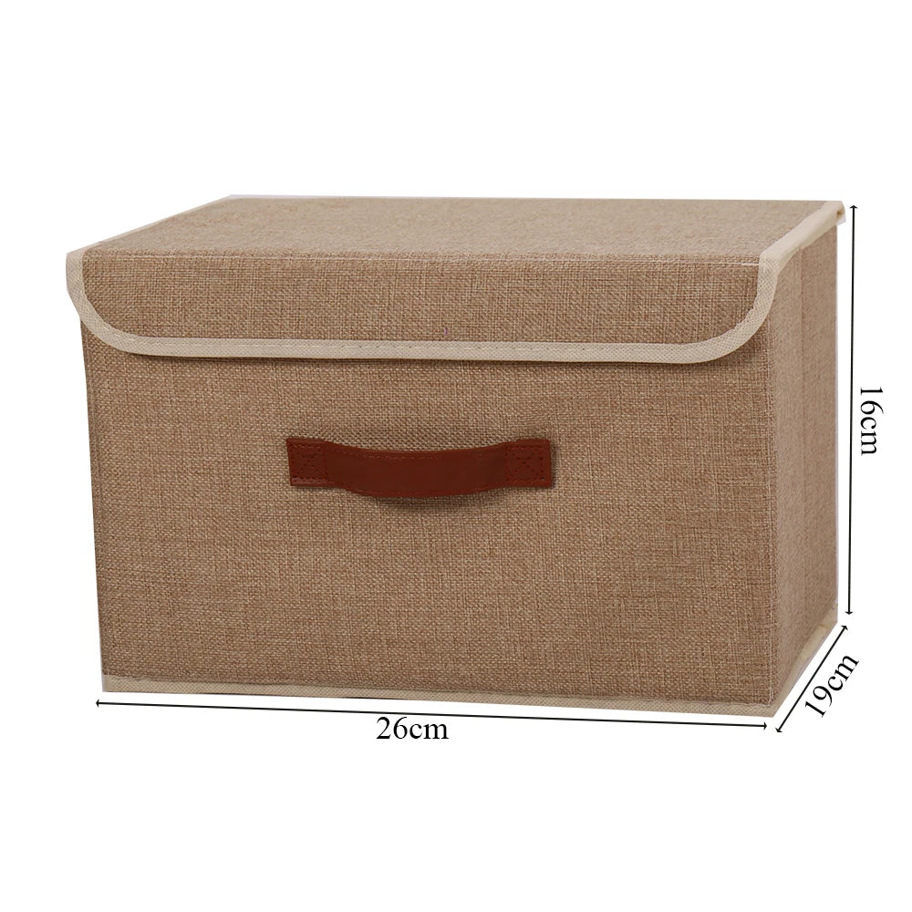 Caja de almacenamiento plegable de tela de lino y algodón lavable –  Backinghome