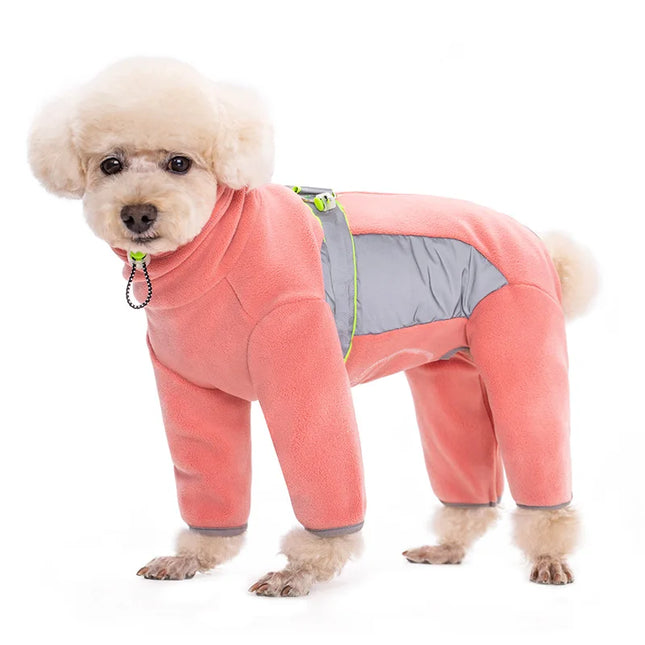 Reflective winter fleece pajamas for dogs