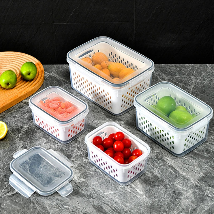 Organizador de frutas y verduras frescas con escurridor