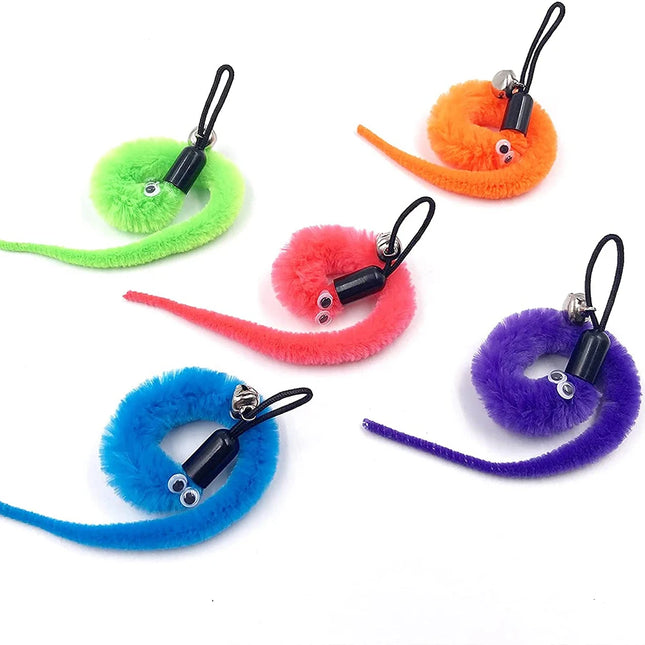 Lot de 5 recharges de vers colorés avec cloche pour baguette télescopique