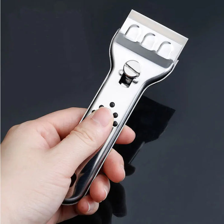 Multifunction stainless steel scraper for ceramic and glass