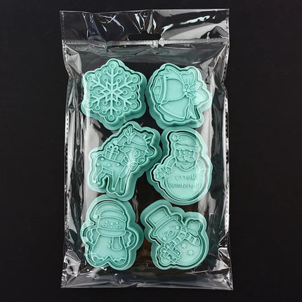 6pcs Christmas Cookie Stamping Mold