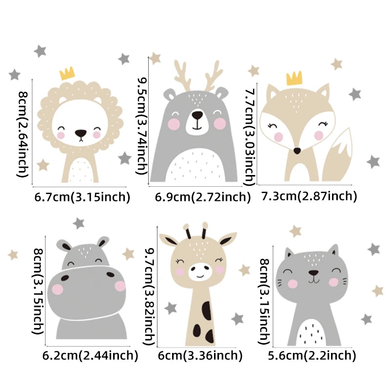 Pegatinas de interruptor con dibujos de animales Set 6 unidadesAdhesivos