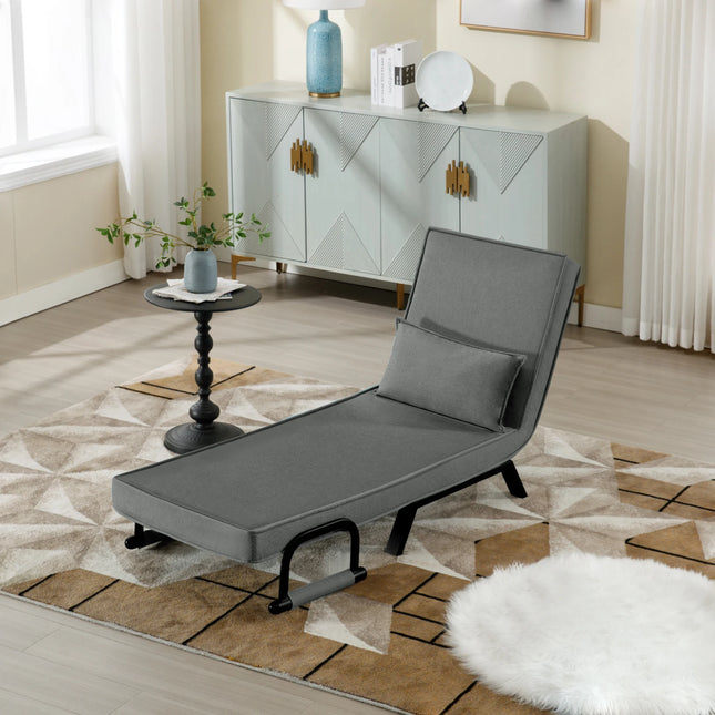 Sillón cama 3-en-1 plegable de lino | respaldo 5 posiciones, cojín extraíble y estructura metálica (150 kg)SillonesFurniture > Chairs > Chaises > Armless Chaises