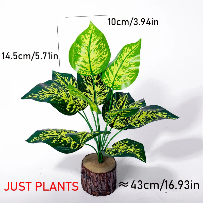 Planta artificial decorativa 43 cm | hojas tropicales realistas con base efecto troncoPlantas artificialesHome & Garden > Decor > Artificial Flora > Artificial Non-Flowering Plants