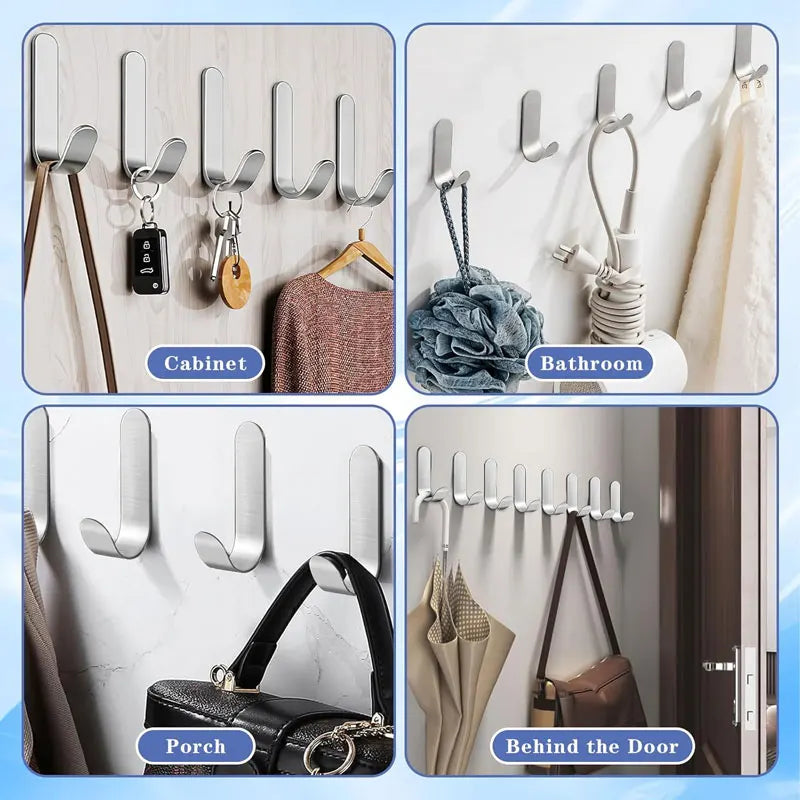 Colgadores de pared tipo J en acero inoxidable, adhesivos y resistentesColgadoresHome & Garden > Bathroom Accessories > Robe Hooks