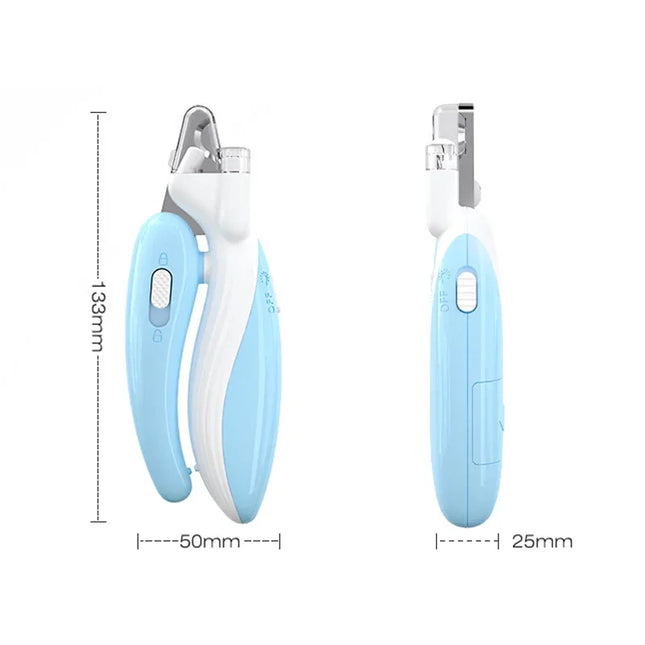 Nail clippers with storage and LED light for pets