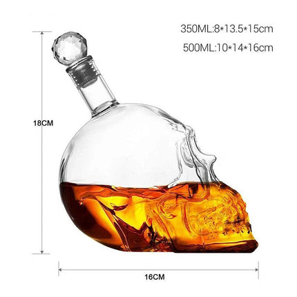 Skull shaped crystal wine and spirits bottle 125ml - 1000ml