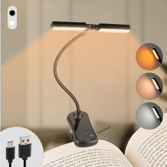 Mini lámpara LED de escritorio portátil con clip, recargable por USB