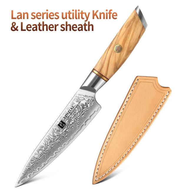 Cuchillo utilitario de 5 pulgadas acero damasco 73 capas mango de olivoCuchillosHome & Garden > Kitchen & Dining > Kitchen Tools & Utensils > Kitchen Knives