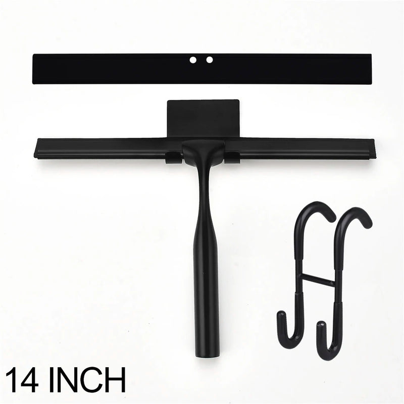 Escobilla de goma negra de 10", 12" o 14" | Raspador de ducha y ventanas de silicona con soportes y recambio, mango de acero inoxidableEscobillasHome & Garden > Household Supplies > Household Cleaning Supplies > Scrub Brushes