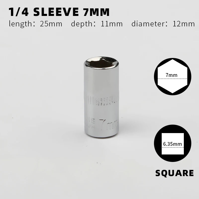 Juego de vasos para llave de impacto de 1/4" con 12 Puntas de 4 a 14mmLlaves de vasoHardware > Tool Accessories > Tool Sockets