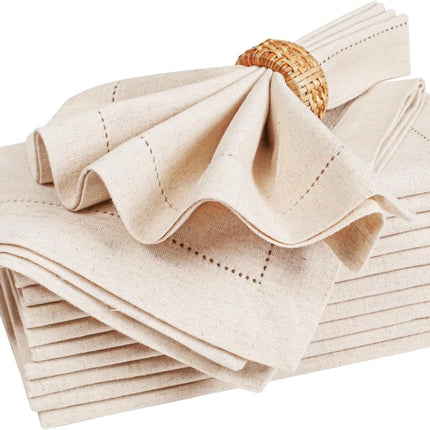 Set of 6 natural linen napkins with hem