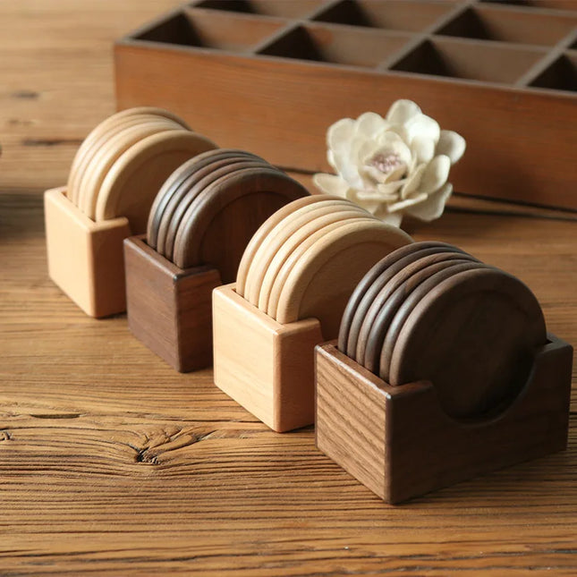 Solid Walnut Wood Coaster Set