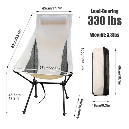 Portable folding chair with headrest