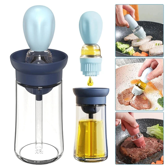 Oil bottle with silicone brush for kitchen