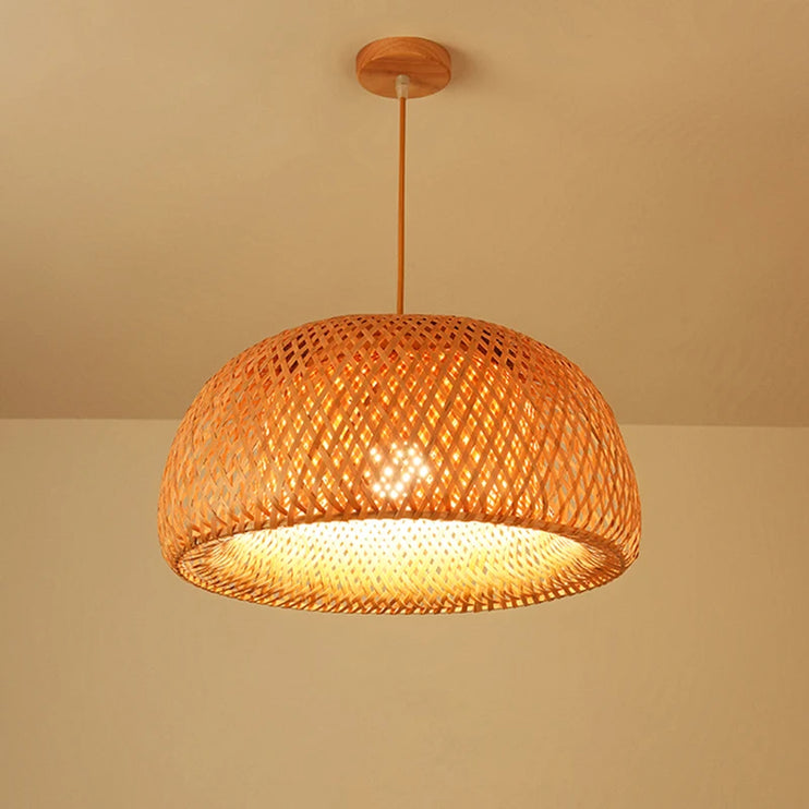 Oval bamboo pendant lamps