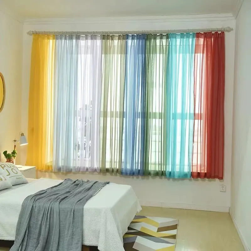 Solid colored transparent curtains