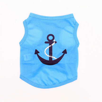 Camiseta con estampado marinero de verano para mascotas