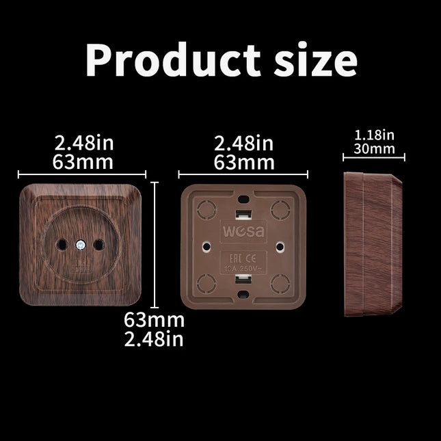 Enchufe de superficie sin toma de tierra efecto madera (uso interior/exterior con caja estanca)EnchufesHardware > Power & Electrical Supplies > Power Outlets & Sockets > Wall Outlets