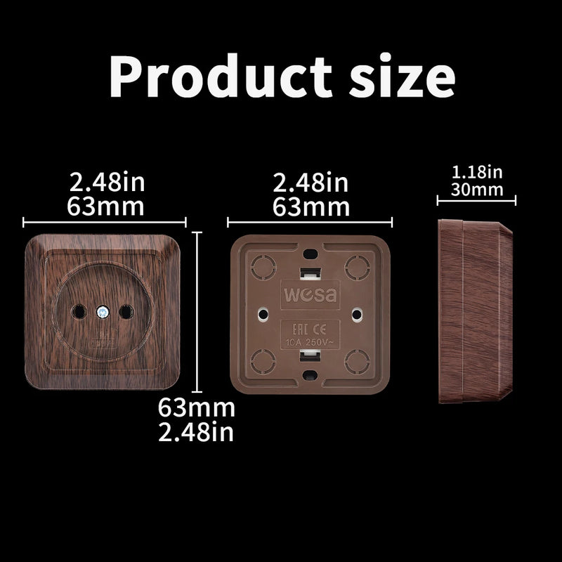 Enchufe de superficie sin toma de tierra efecto madera (uso interior/exterior con caja estanca)EnchufesHardware > Power & Electrical Supplies > Power Outlets & Sockets > Wall Outlets