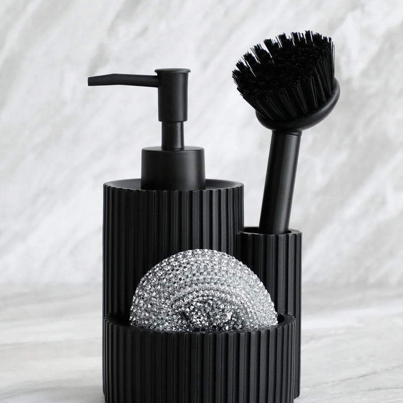 Dispensador de jabón de cocina 3 en 1 | Botella recargable con soporte para esponja y cepillo | Incluye esponja y cepilloDispensadores de jabónHome & Garden > Bathroom Accessories > Soap & Lotion Dispensers
