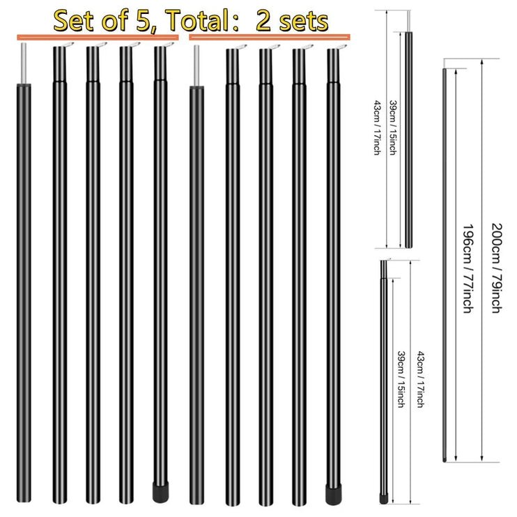Mât de tente télescopique avec tiges réglables