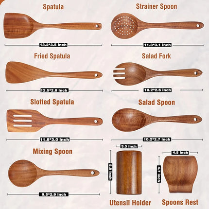 Wooden spoon set for cooking