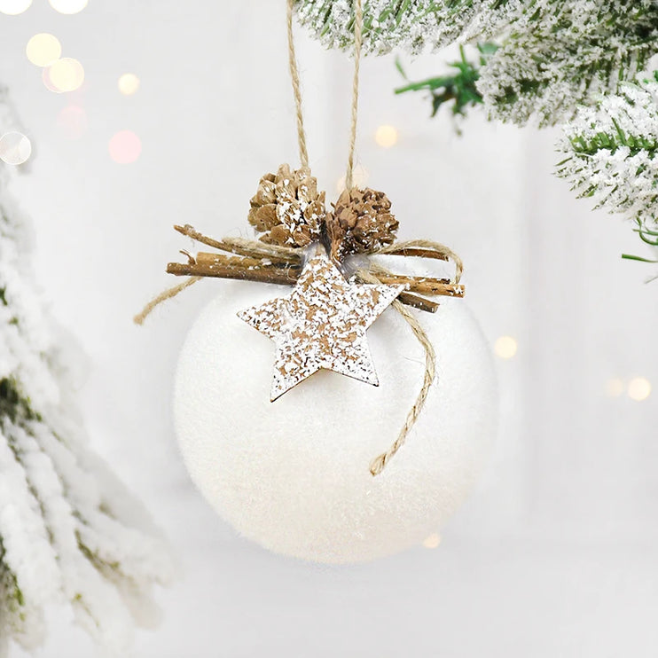 White Christmas balls with shapes 1/2 pcs