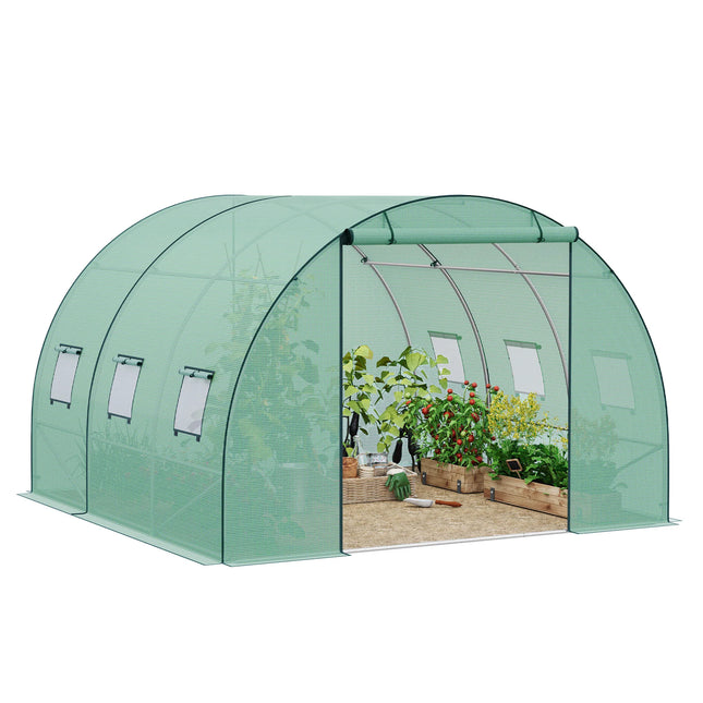 Invernadero túnel transitable 3×3×2 m | estructura de acero galvanizado y cubierta PE 140 g/m² con 6 ventanas y puerta enrollableInvernaderosHome & Garden > Lawn & Garden > Gardening > Greenhouses