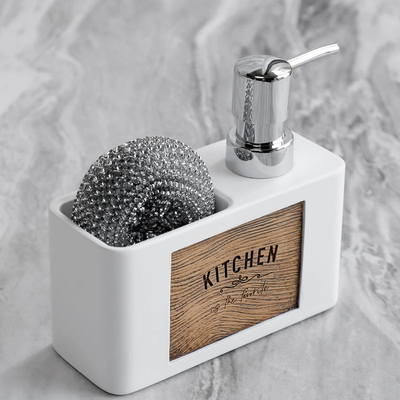 Dispensador de jabón de cocina 200 ml | Botella de resina negra con soporte para esponja | Dosificador líquido para platos y manosDispensadores de jabónHome & Garden > Bathroom Accessories > Soap & Lotion Dispensers