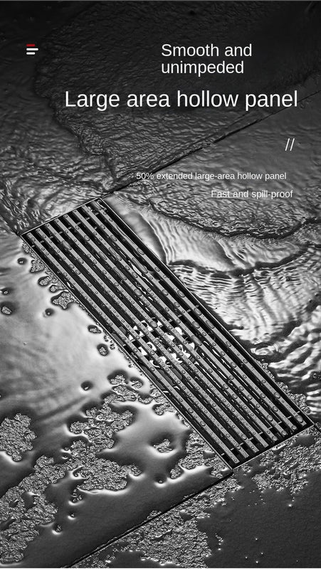 Desagüe de suelo rectangular de acero inoxidable color grisDesagües