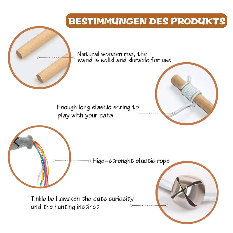 Varita con cuerda elástica con cascabelJuguetesAnimals & Pet Supplies > Pet Supplies > Cat Supplies > Cat Toys > Wands