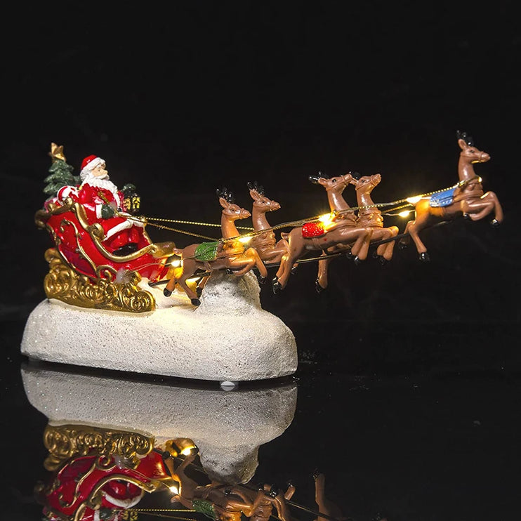 Reindeer and Santa Claus Sleigh with LED Light