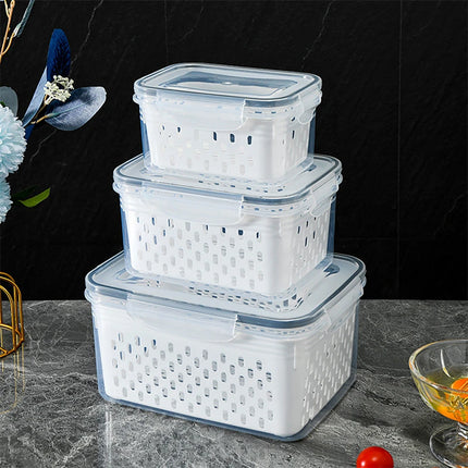 Fresh fruit and vegetable organizer with drainer